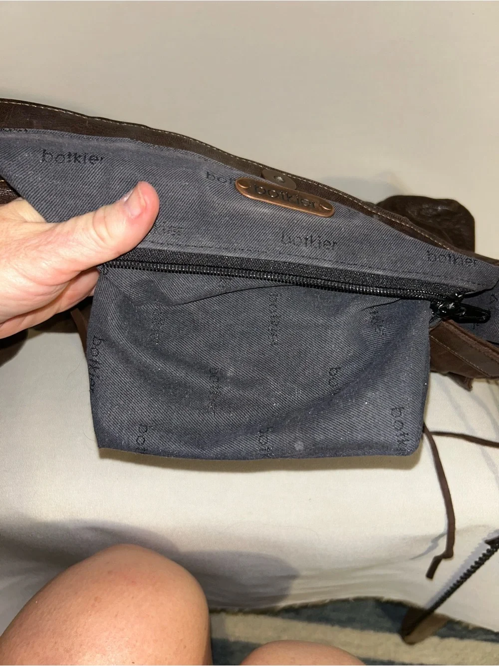 Botkier Dark Brown Leather Hobo with Top Handles and Chain Strap